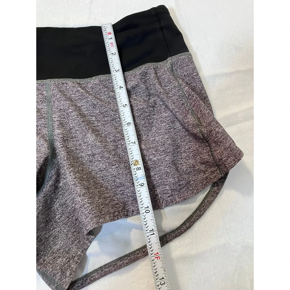 Lululemon 6 Speed Up Shorts Heathered Gray Black Running Athletic Lined 2.5